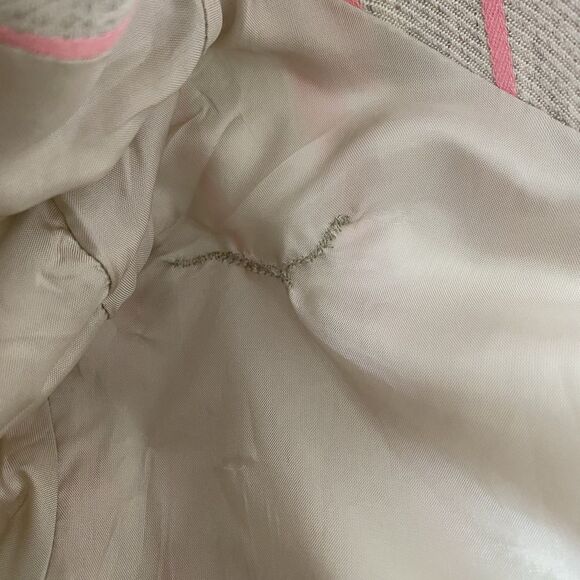 Smythe Linen Blend Blazer Sz 8 Striped Pink Double Breasted Gold Button Dressy - Picture 12 of 12